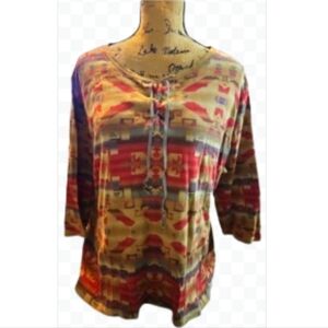 Chap's Red Southwestern Aztec Gypsy Bohemian Chic Plus size 3X